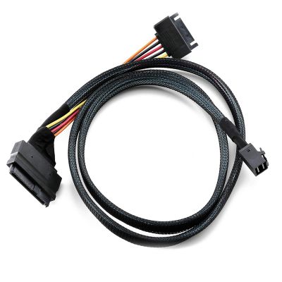 Built-in 12G Mini SAS HD to U.2 / SFF-8643 to SFF-8639 Cable 0.5M with 15-Pin SATA Power Supply, Suitable for U.2 SSD