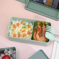 Microwave Double Layer Lunch Box 1400 ML Food Storage Container Dinnerware Set with Fork Spoon Thermal BagsTH