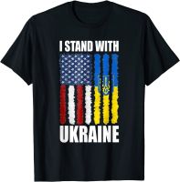 เสื้อยืดธงชาติอเมริกาธงชาติยูเครนพิมพ์ลายเสื้อยืดผ้าฝ้าย100% ฤดูร้อนท็อปส์ซูคอรอบใหม่ขายส่ง