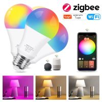 18W 15W Zigbee 3.0หลอดไฟ Led RGB + WW + CW E27 Wifi Tuya Art โคมไฟ Led บ้านเข้ากันได้กับ Alexa Amazon Google Assistant