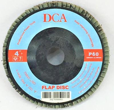 DCA ใบเจียร จานทรายซ้อน 4 นิ้ว Flap Disc หลังแข็ง เบอร์ 60 (แพ็ก 10 ใบ)