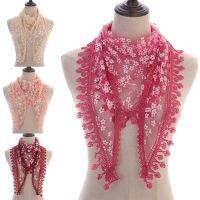 【CC】❡™  New Scarf Church Prayer Shawl Embroidered Veil Floral Headcovering Tassel Headband Headscarf