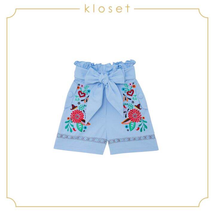 kloset-marigold-bow-front-tie-shorts-rs21-p004-กางเกงแฟชั่น-กางเกงขาสั้น-กางเกงแต่งดีเทลปัก-เสื้อผ้าแฟชั่น