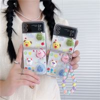 สำหรับ Samsung Galaxy Z Flip 3 5G เคสน่ารักลายการ์ตูนมอนสเตอร์กำไลข้อมือฝาครอบ PC แบบแข็งสำหรับ Samsung Z Flip 4