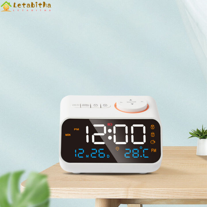 letabitha-นาฬิกาปลุกดิจิตอล-led-หรี่นาฬิกา-fm-วิทยุ-ตัววัดอุณหภูมิความชื้นชาร์จไฟได้พร้อมฟังก์ชันเลื่อนปลุก-pdo