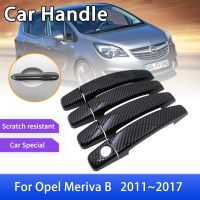 สำหรับ Opel Vauxhall Meriva B Activan Crossvan 2011 ~ 2017 2012ประตูคาร์บอนไฟเบอร์ที่จับฝาครอบตกแต่งรถยนต์สติกเกอร์ตกแต่งภายนอก