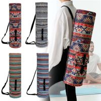 Printed Gym Mat Cover Bag Multifunctional Canvas Outdoor Yoga Bag Fashion Portable Simple Lightweight with Pockets for Men Women Yoga Mats