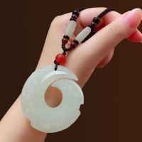 Natural Green White Jade Stone Fortune Pendant Male and Female White Jade Peace Buckle Couple Jade Pendant Jade Pendant Necklace BKDC BKDC