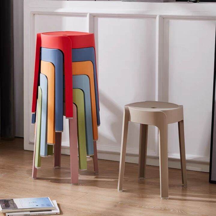 Nordic Style Plastic Stool Chair Sturdy Durable Stackable HighQuality