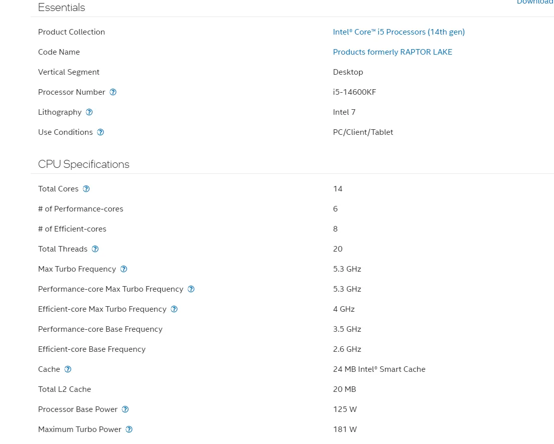 Qoo10 - DYNACORE - Intel Core i5-14600KF 14th Gen Raptor Lake