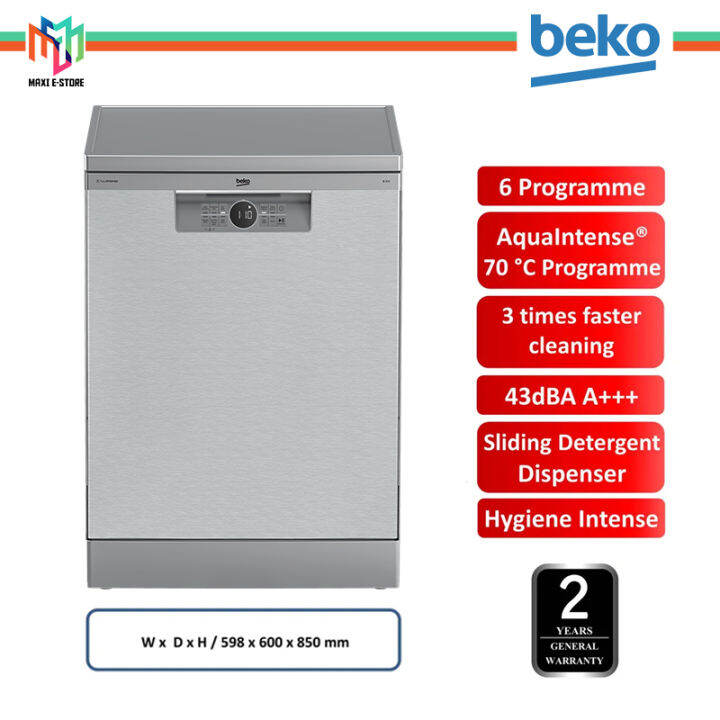 BEKO BDFN26520QX 15 PLACE SETTING 6 PROGRAM HYGIENE INTENSE AQUALNTENSE