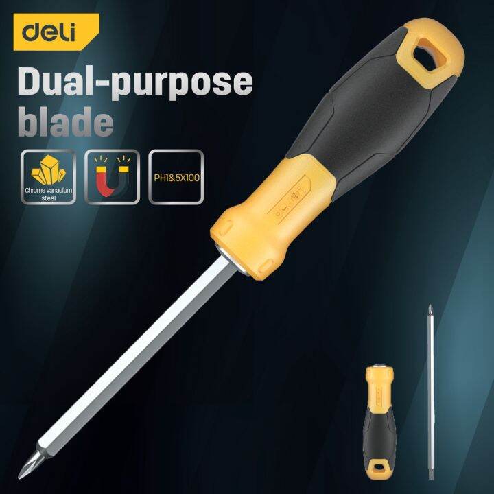 Deli 2In1 Screwdriver DualPurpose Philip Flat Screwdriver Set