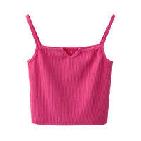 หวานและเผ็ดสีชมพูขนาดเล็ก Camisole หญิงฤดูร้อนสวมใส่ Ins ร้อนสไตล์สาวสั้นสีแดงกุหลาบ Bottoming Top