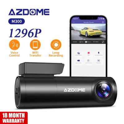 AZDOME M300 (รุ่นล่าสุด) Dash Cam 1296P กล้องติดรถยนต์ HD, รองรับ Wifi, Super Night Vision, การควบคุมด้วยเสียง, การบันทึกแบบวนซ้ำ, การตรวจสอบที่จอดรถ 24 ชั่วโมง, อัพเกรดใหม่ติดตั้ง Dash Car ได้ง่าย
