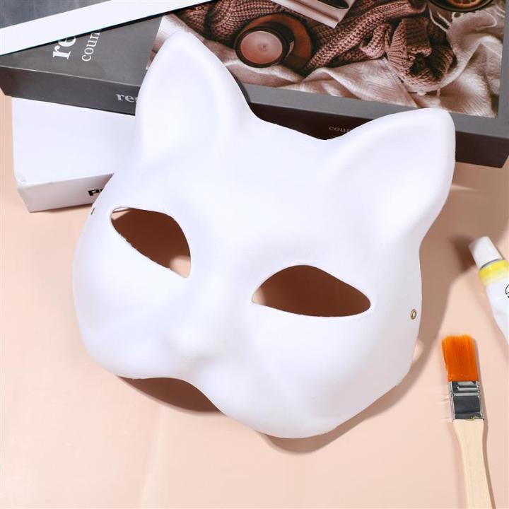 5/1Pcs Japanese Mask Half Face Hand-painted Cat Fox Mask Anime Demon ...