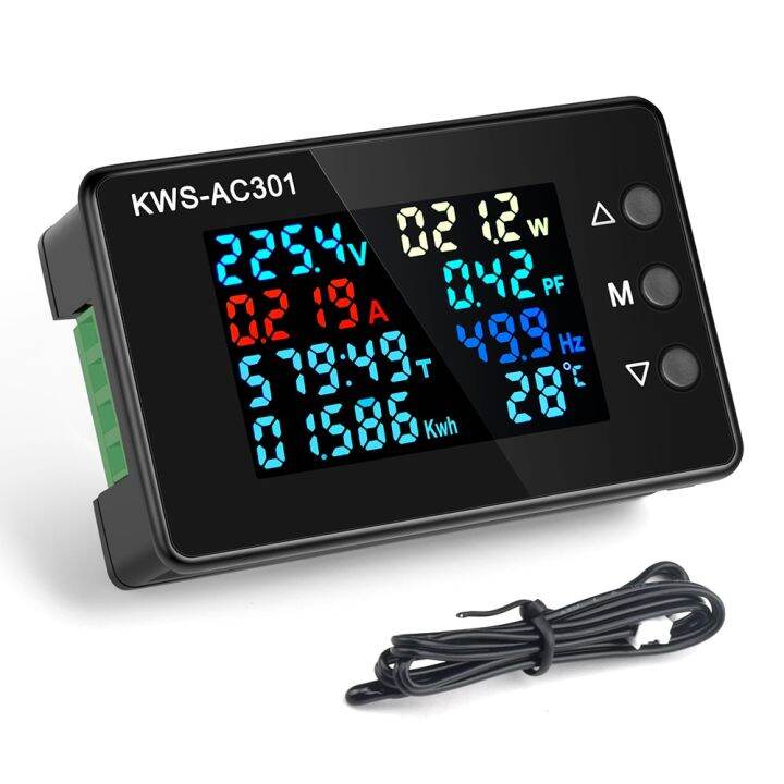 Kws-ac301 8 In 1 Ac Wattmeter Voltage Voltmeter Ammeter 50v-300v 100a 