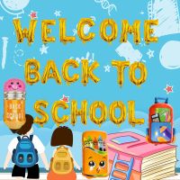 Welcome Back To School Gold Letters Balloon Pencil Set  Schoolbag Stationery Balloons Back To School Party Decorations Balloons