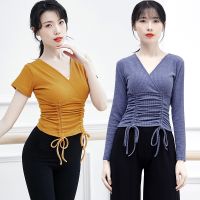 ◆ Drawstring Yoga Body Modern Classical Jazz Dancer Top Slimming Fitness T-Shirt Adult Dance Practice Clothing