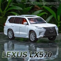 1:32 Lexus LX570 SUV โมเดลรถโลหะผสมรถของเล่นโลหะหล่อจากเหล็กดึงถอยหลังพร้อมที่เก็บเสียงและแสงไฟของขวัญสำหรับเด็ก