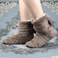 Furry Slippers Women 2020 Classic PV Plush Bow-knot Home Shoes Anti-slip Warm Indoor Girl Socks Soft Slippers