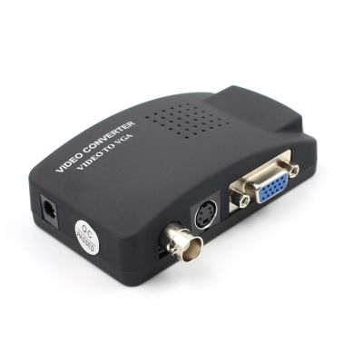 ✓♘☢ Portable BNC to VGA Video Converter Composite S-video Input To PC VGA Output Adapter Digital Switch Box EU Plug