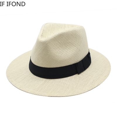【CC】 Paper Hats Men Panama Trilby Jazz Hat Outdoor UV Protection Beach Cap Bonnet
