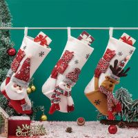 49\u00d722cm Christmas Stocking Gift Bag Santa Claus/Snowman/Elk Candy Bag Hanging Decor for Holiday Party Gift Socks Tights