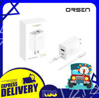 ชุดชาร์จเร็ว อแดปเตอร์หัวชาร์จเร็ว Orsen by Eloop Dual Ports Adapter Fast Charge 30W C15 เปิดบิลใบกำกับภาษีได้ ประกันสินค้า 1 ปี