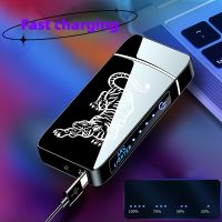 Hot Popular Metal Windproof Portable Electric Lighter Flameless Pulse USB Fast Charging Dual Arc Lighter High-end Gift for Men