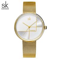 Shengke สร้อยข้อมือสตรีนาฬิกาสตรีทอง Milan Mesh นาฬิกาผู้หญิง Relogio Feminino Montre Femme Ll. วีแอล