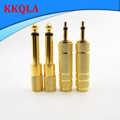 QKKQLA 2pcs 6.35mm 1/4" mono Male To 3.5mm 1/8" Female Connector Jack Audio Speaker Mono Terminal Plug Headphone Adapter Gold Plated 6.5mm