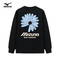 Mizuno สเวตเตอร์อเนกประสงค์ไม่มีหมวกใส่ได้ทั้งชายและหญิง,เสื้อวิ่งคอกลมกลางแจ้งลำลองสำหรับฤดูใบไม้ผลิและฤดูใบไม้ร่วง