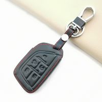 ◎ Leather Remote Key Fob Cover Case Holder Shell For Cadillac CT4 CT5 CT4-V C8 Corvette 2018 2019 2020 2021 Keychain Accessories