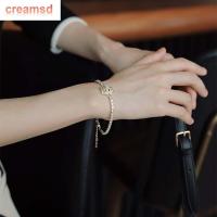 CREAMSD ผู้หญิงเครื่องประดับ MODE Korea เพชรแบบเรียบง่ายสร้อยข้อมือสร้อยคอต่างหูหมุดดอกไม้