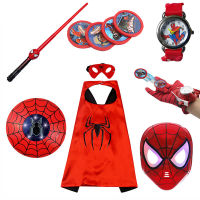 The Spider Man LED Mask Launcher Gloves Watch Cape Set Superhero Sword Children Toys Kid New Year Gift CosplED