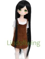 (Popular toys) 1/3 BJD วิกผม Pullip Dal DD SD LUT Dollfie ตุ๊กตาผมอุณหภูมิสูง8 9นิ้วยาวสีดำ