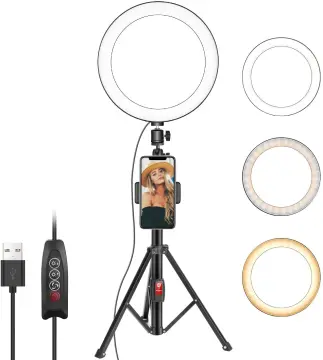 Neewer 10-inch LED Ring Light Selfie Ring Light with Tripod Stand, 3 Light  Modes Dimmable Ringlight with 54inches Tripod and Phone Holder for Live