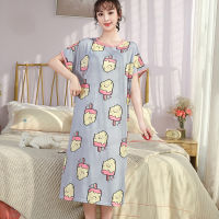 Sleep Dress For Women Summer Female Sleepwear Cute Print Long Nightgown Plus Size Pajama Casual Sleepshirt Elastic Lady Clothing