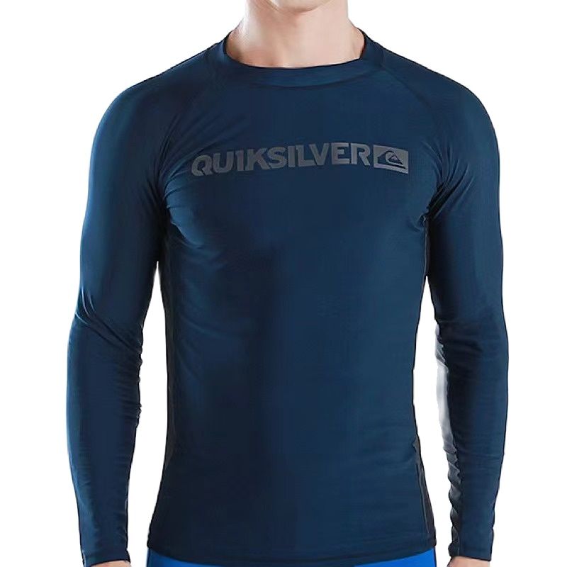 NU-JUNE Mens Rash Guard Long Sleeve Zipper UPF 50 Swimsuit Diving Swim Shirt-S 