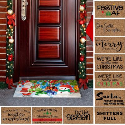 Christmas Festival Decoration Front Door Carpet Indoor Outdoor Anti-Skid Mat 60x40cm