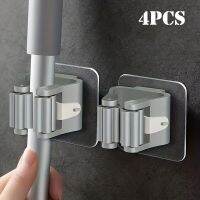 2/4pcs Mop Broom Holder Household Storage Rack Adhesive Hooks Wall Mounted Mop Organizer Holder Brush Broom Hanger Organizer Picture Hangers Hooks