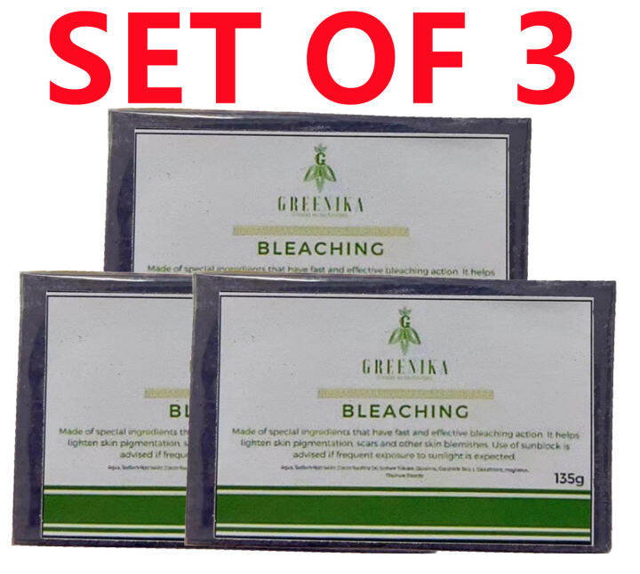 Set Of 3 Original Greenika Bleaching Soap Glutathione Whitening