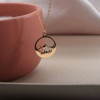 Stainless Steel Necklace Mountain Necklace Wanderlust Necklace The Mountains Are Calling Mountain Jewelry Mountain Pendant