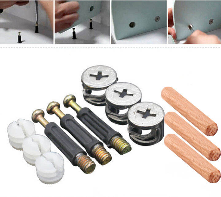 12 Sets Three in One Screw Furniture Connecting Wooden Board Bed
