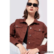 Aó khoác denim Colorbox tay dài - Nâu