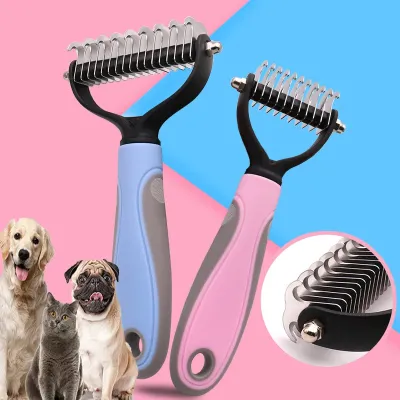 Pet Hair Removal Comb Brush Dog Grooming Shedding Tools Puppy Hair Shedding Trimmer Pet Fur Trimming Dematting Pet Accessories