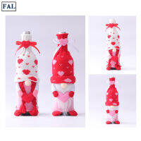 FAL Valentines Day Wine Bottle Cover Lovely Gnome Faceless Doll Bottle Topper Cover Holiday Party Decoration