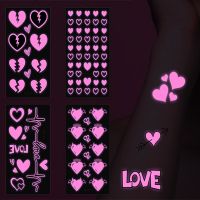 Temporary Fluorescent Love Heart Skin Tattoos Sticker Waterproof Skin Tattoos Stickers for Arm Leg Face Party Music Concert Bar