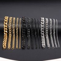 3/5/7/9/11mm Cuban Link Chain Bracelet for Men Women Couples Stainless Steel Wristbands Boyfreind Husband Punk Style Jewelry