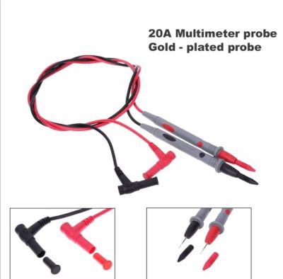 มัลติมิเตอร์ทดสอบสายไฟ AC DC 1000V 20A 10A CAT III Probes ปากกาสำหรับเครื่องทดสอบหลายเมตรปลายสาย ข้อมูลจำเพาะ :สีแดง : บวกสีดำ : ลบความยาวสายเคเบิล :